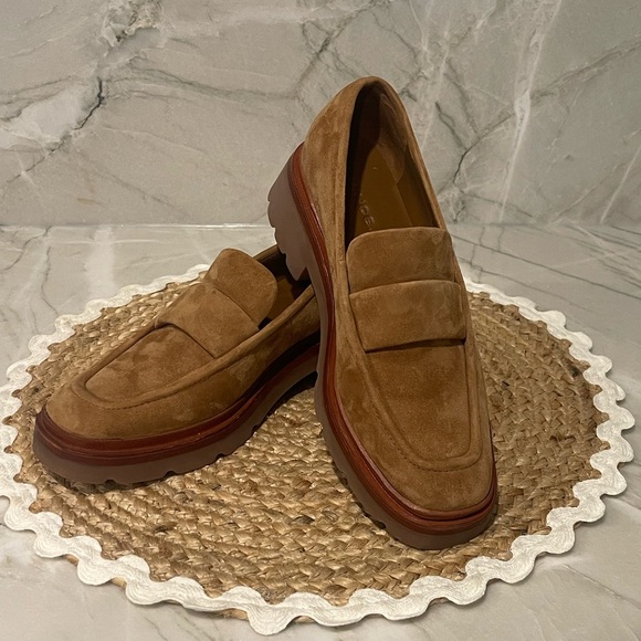 Vince Shoes - NWOT Vince Robin Suede Penny Loafers Lug Sole in Fawn!